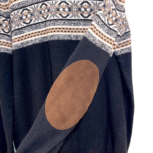 JOS A. BANK RESERVE Wool Crewneck Sweater Elbow Patches Mens Large Gray Black - Picture 4 of 6